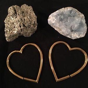 Gold heart hoops for stretched ears